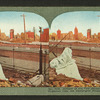 Glimpse of the fire devastated heart of San Francisco from the Huntington Palace on California Street.