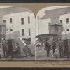Refugees' camp, former dwelling in ruins in background. This is earthquake work.