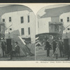 Refugees' camp, former dwelling in ruins in background.