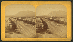 Tejon Street, Colorado Springs, Colorado, looking south, with Cheyenne Mountain in the distance.