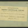 Colorado Springs, Colorado, May 1st, 1880.