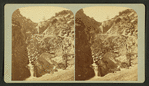 The Ute Pass, showing wagon road and falls of the Fountain. One mile from Manitou.