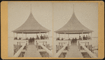 A gazebo at the end of a pier.
