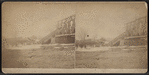 A train wreck on the Tariffville Bridge of the Connecticut Western Railroad.