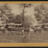 Several young women in a horse-drawn omnibus at the tower on Talcott Mountain.