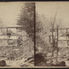 Abram F. Palmer's shop in the pines below, south of Cornwall Plain or Pine Street, Andrew K. Palmer, s[t]anding on the back shop.