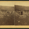 View of a log house.