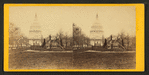 The Capitol from East Captiol Square.  Marble statue of Washingtion in the foreground.