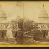 East front of U.S. Capitol, and Marble statue of Washington.