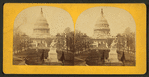 The U.S. Capitol, & Marble statue of Washington.