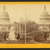 The U.S. Capitol, & the marble statue of Geo. Washington.