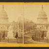 The U.S. Capitol, & the marble statue of Geo. Washington.