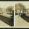 View of White House. Men at work in the gardens.