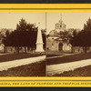 The Plaza Monument and Cathedral of St. Augustine, Florida.