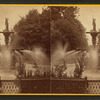 Park fountain playing.