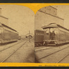 Directors car, elevator and depot. C. & N.W.R.R. [Chicago and North Western Railroad depot].