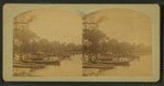 Rowboats pulled up on the beach. Spirit Lake, Iowa.