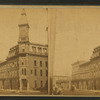 View of a Commercial building with clock tower, Des Moines, Iowa.