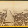 View of piles for jetty taken from the pile driver, showing Port Eads in the distance.