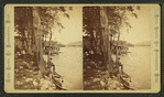 Lake Buel from Gibson showing a steamer, a man fishing, and rowboat.