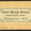 First Parish church, Stoughton, Mass., Christmas, 1876.