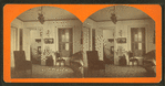 View of parlor in Upton, baby carriage visible through a door.