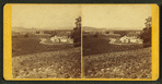 View of the Massachusetts Agricultural College, showing fields and the plant house.