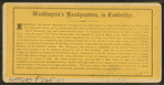 Washington's headquarters in Cambridge.