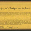 Washington's headquarters, in Cambridge.