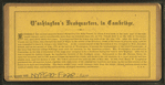 Washington's headquarters, in Cambridge.