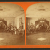 Interior of Odd Fellows' new hall, including murals and painted ceilings.