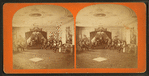 Interior of Odd Fellows' new hall, including murals and painted ceilings.