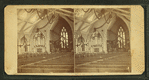 [An interior view of a church on its twentieth anniversary in 1879 showing decorations.]