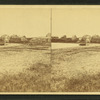 Beach view with houses in the distance.