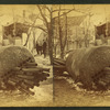 Debris and damaged buildings from explosion.