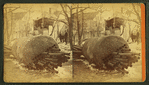Debris and damaged buildings from explosion.