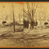 Debris and damaged buildings from explosion.