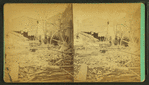 Debris and damaged buildings from explosion.
