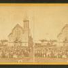 View of an unidentified church and congregation.