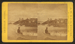 People on the rocks and in a boat at Salem Neck.