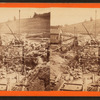 B.W.W. dam division, view showing excavation for gate house foundation and foundation wall of overflow at Dam II, Junly 14, 1877.