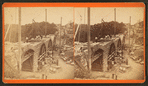 Sudbury River Conduit, B.W.W. div.4, sec 15, Aug. 17 1876, view of Charles River bridges taken from Newton side and looking west.