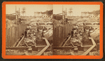 B.W.W. Dam Division.  Dam III, south centre wall and 8" permanent sheeting looking north, June 14, 1877.