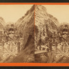 Sudbury River Conduit, B.W.W., div. 4, sec. 17, Nov. 13, 1876. View near rock-cut showing ledgemen in the foreground and brickmasons in the background.