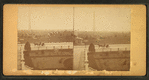 View of the Bunker Hill Monument, road with horse and buggy in the foreground.