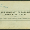 Grand military procession, June 17th, 1875, taken from Comer's Blue store 152 to 164 Washington St., Boston.