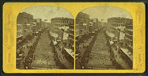 Grand military procession, June 17th, 1875, taken from Comer's Blue store 152 to 164 Washington St., Boston.