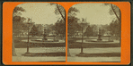 View of Boston Common showing fountain, trees, and lamps.
