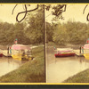 Colorized view of people on the boat launch.