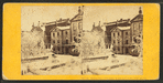 Winter view of Franklin statue and old city hall, Boston.